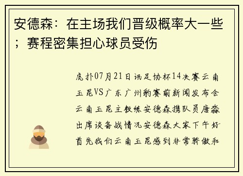安德森：在主场我们晋级概率大一些；赛程密集担心球员受伤